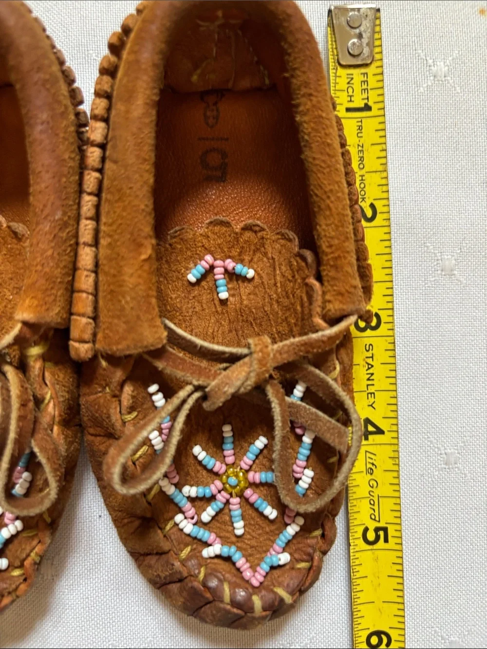 Leather Beaded baby moccasins